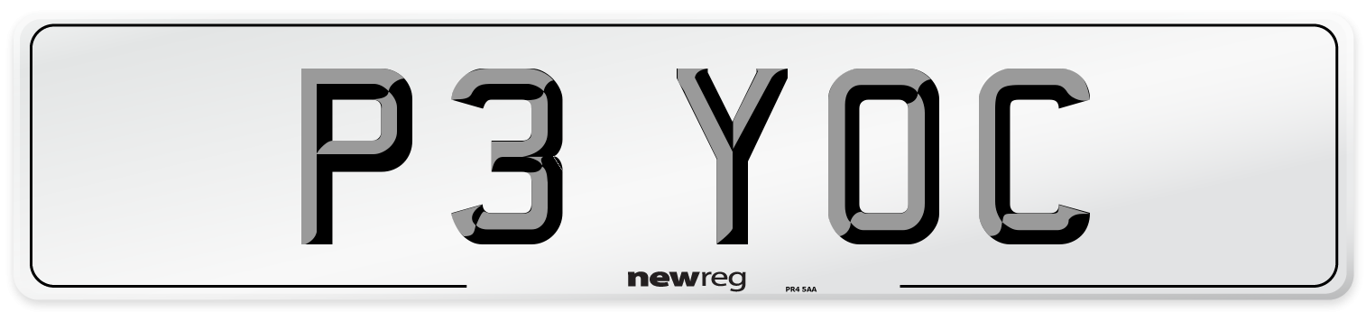 P3 YOC Number Plate from New Reg